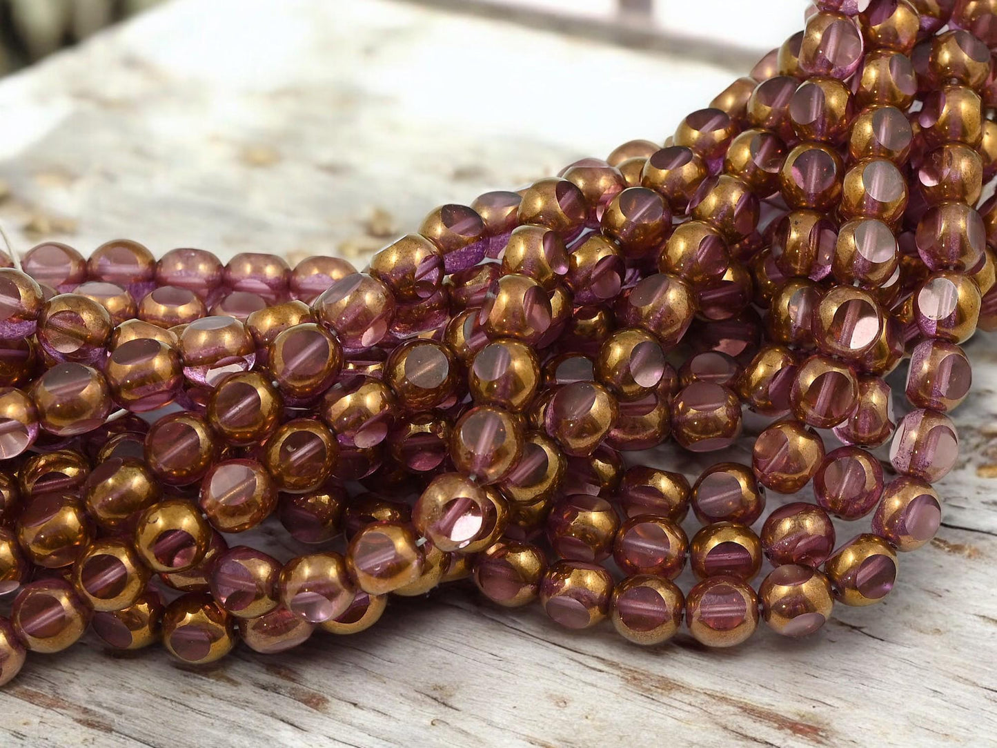 Czech Glass Beads - Picasso Beads - 3 Cut Round Beads - Old Stock Beads - 8mm - 25 Beads - (5277)