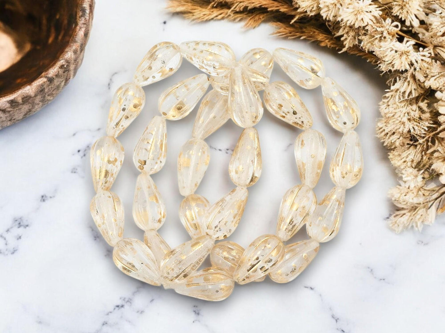 Czech Glass Beads - Melon Beads - Teardrop Beads - Crystal Beads - Drop Beads - 10pcs - 13x8mm - (3289)