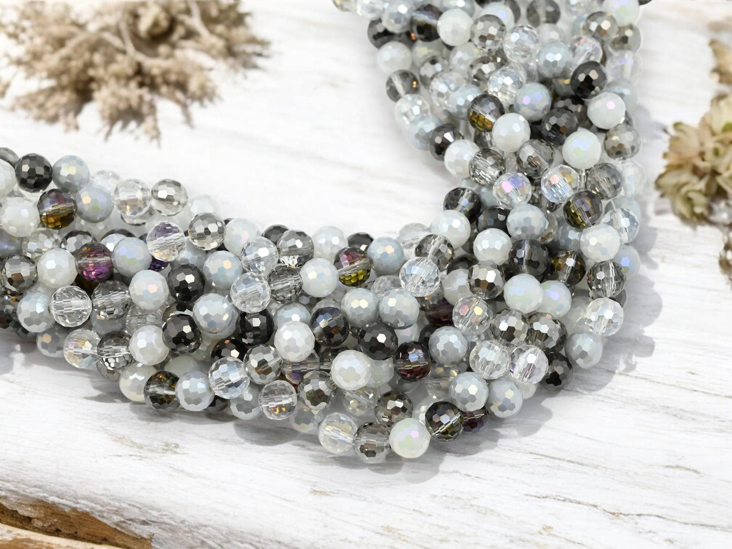 Chinese Crystal - Bead Strands - Rondelle Beads - Faceted Beads - Electroplated Glass - 8mm - 14.5" Strand - (4762)