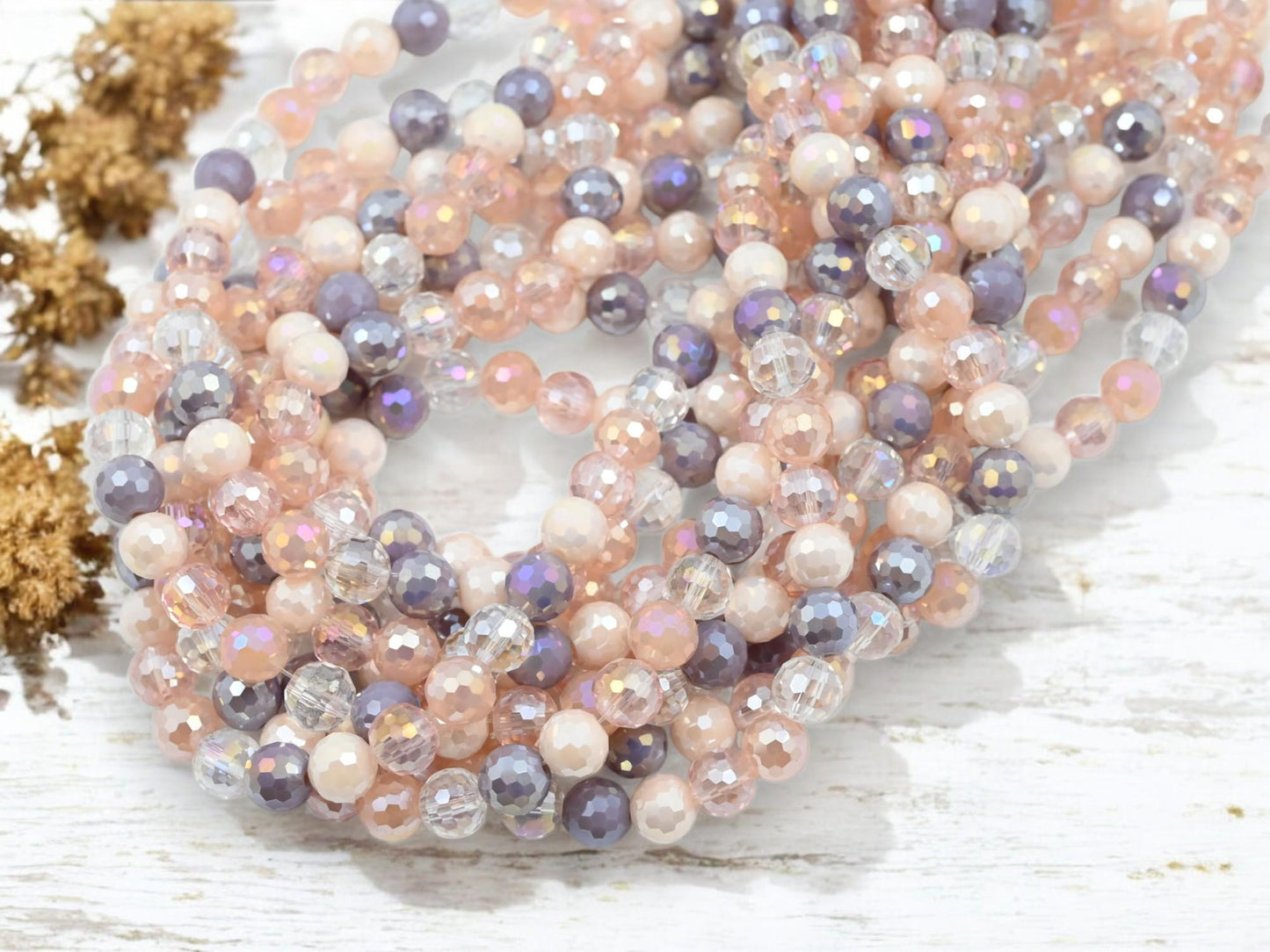 Chinese Crystal - Bead Strands - Rondelle Beads - Faceted Beads - Electroplated Glass - 8mm - 14.5" Strand - (B160)