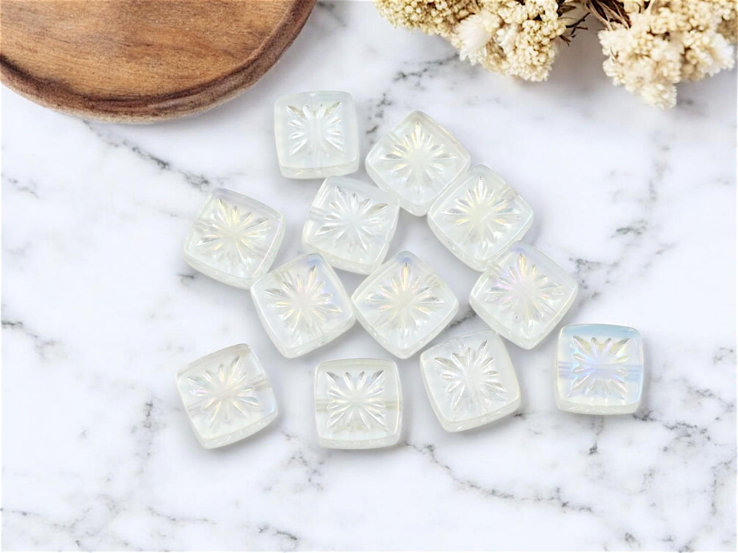 Chinese Glass Beads - Electroplated Beads - Square Beads - 11mm - 20pc - (A395)