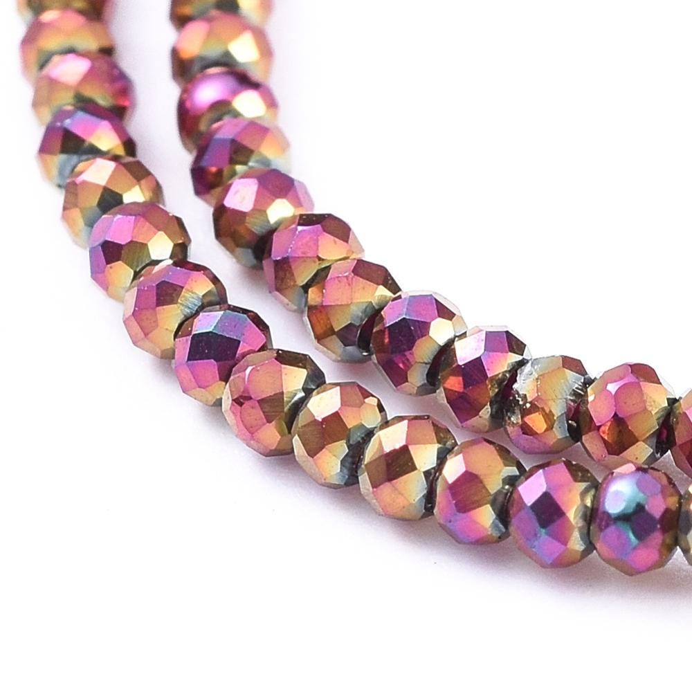 Micro Spacers - Chinese Glass Beads - Electroplated Beads - 2mm - 14" Strand - (3776)