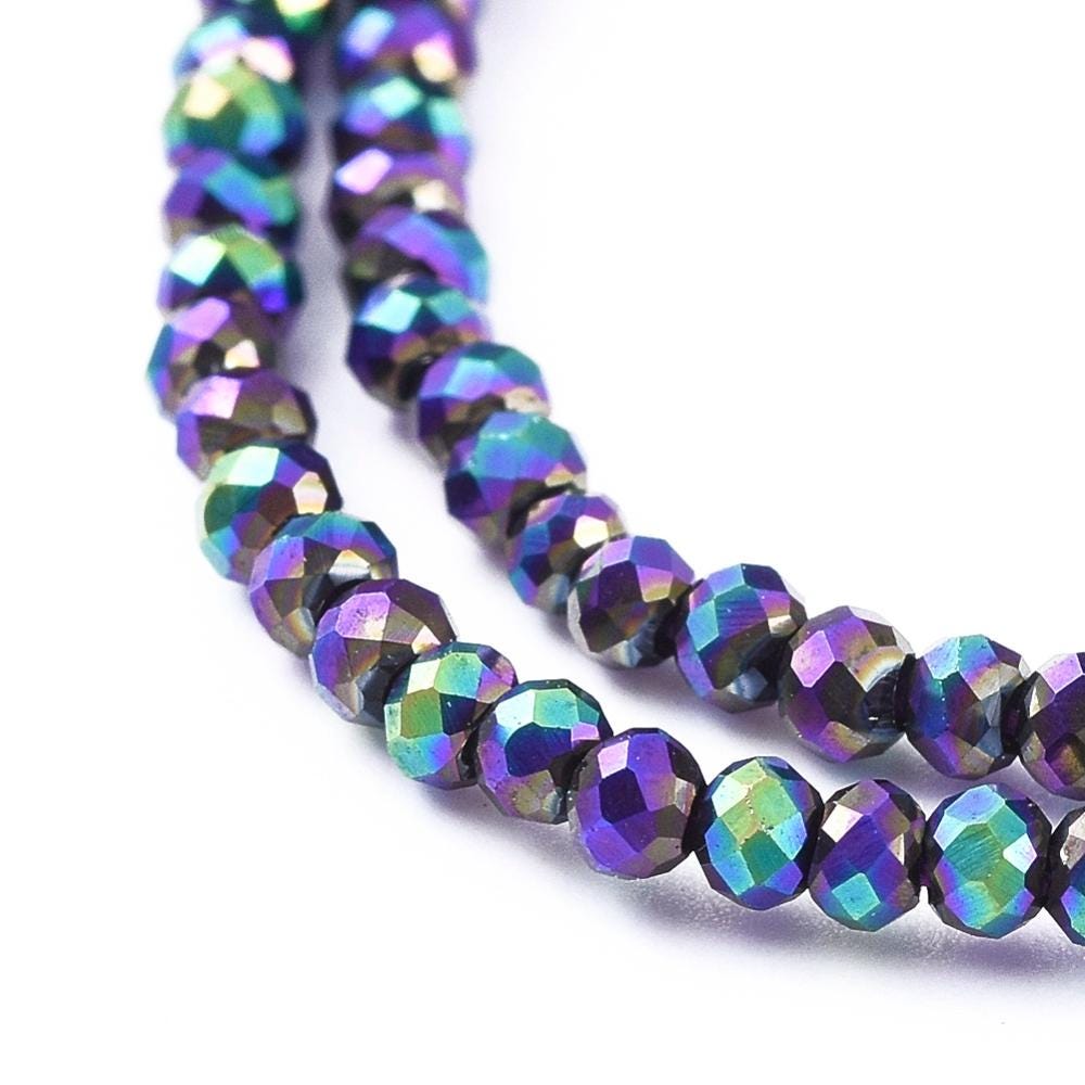 Micro Spacers - Chinese Glass Beads - Electroplated Beads - 2mm - 14" Strand - (3762)
