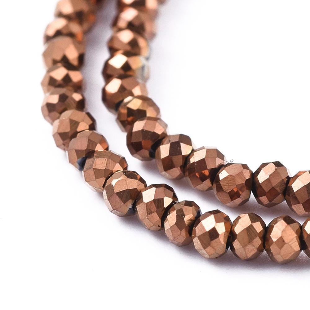Copper Spacers - Spacer Beads - Chinese Glass Beads - Electroplated Beads - Micro Spacers - 2mm - 14" Strand - (3556)