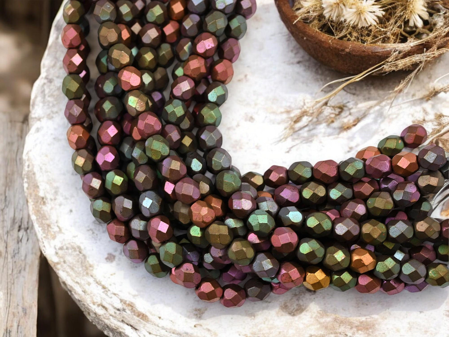 Czech Glass Beads - Round Beads - 6mm Beads - Metallic Beads - 6mm - 25pcs - (1020)