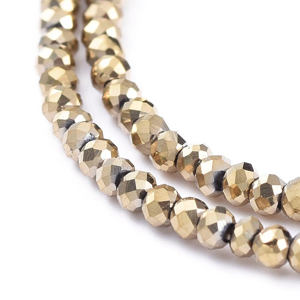 Gold Spacers - Spacer Beads - Chinese Glass Beads - Electroplated Beads - Micro Spacers - 2mm - 14" Strand - (3549)