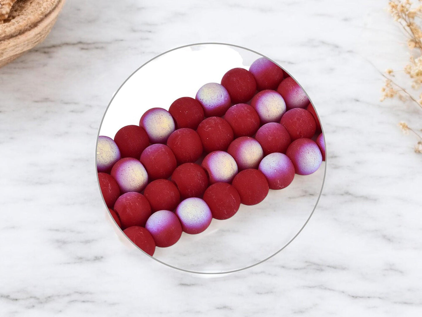 6mm Beads - Chinese Glass Beads - Frosted Beads - 6mm - 15" Strand - Choose Your Color