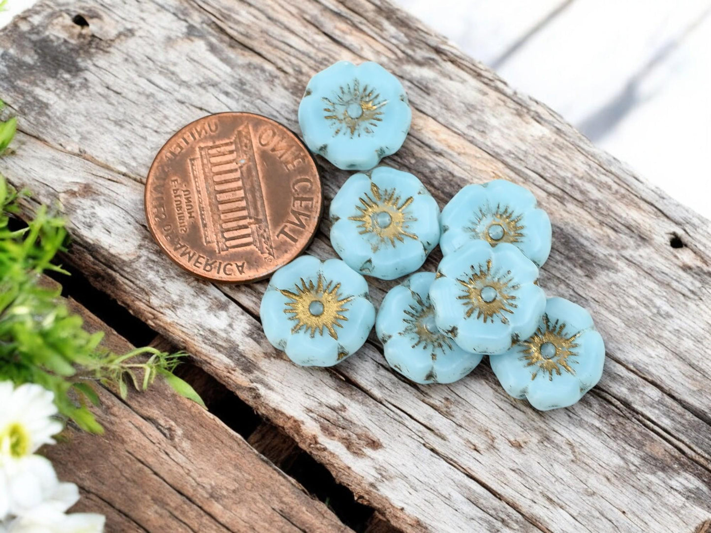 Czech Glass Beads - Hawaiian Flower Beads - Czech Glass Flowers - Hibiscus Flower - 12mm - 12pcs (B763)