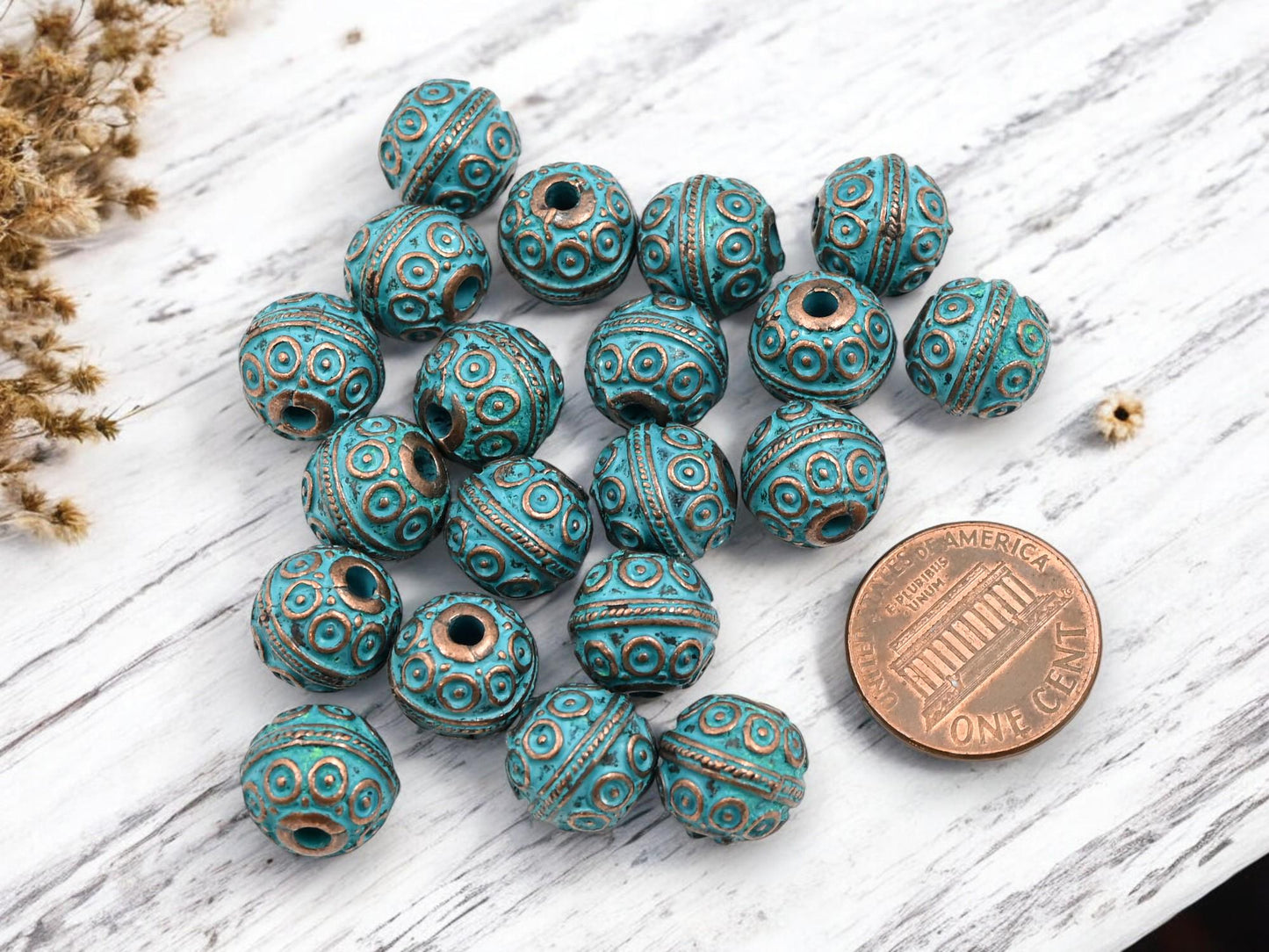 Metal Beads - Patina Beads - Copper Beads - Spacer Beads - Metal Spacers - 11x10mm - 20pcs - (B279)
