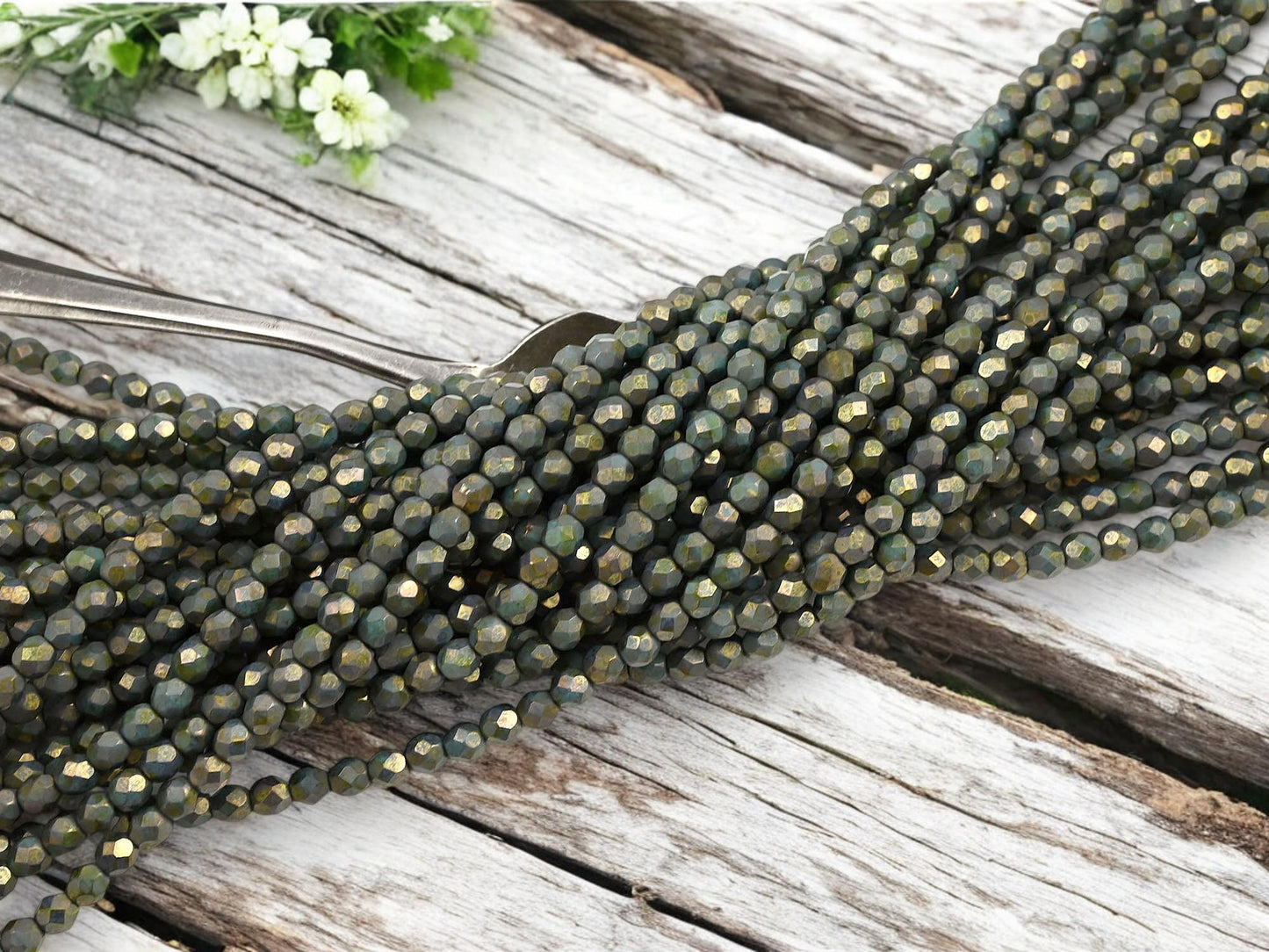 Czech Glass Beads - 4mm Beads - Fire Polished Beads - Picasso Beads - Round Beads - 50pcs - 4mm - (2898)