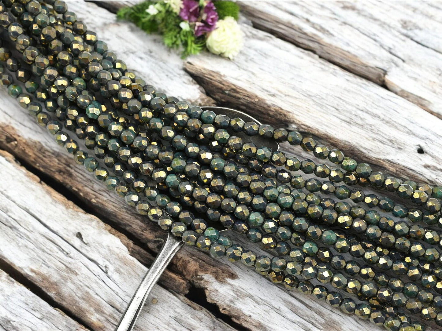 Czech Glass Beads - 4mm Beads - Fire Polished Beads - Picasso Beads - Round Beads - 50pcs - 4mm - (2109)