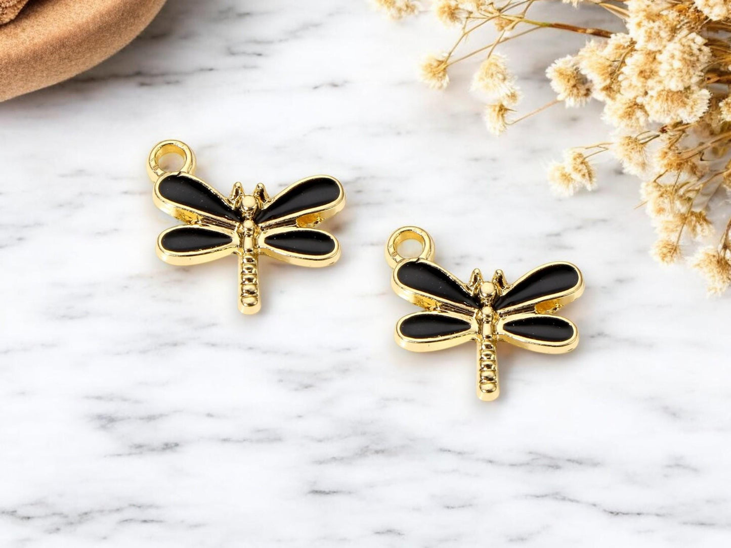 Metal Charms - Dragonfly Charms - Gold Charms - Enamel Charms - 10pcs - 16x15 - Choose Your Color