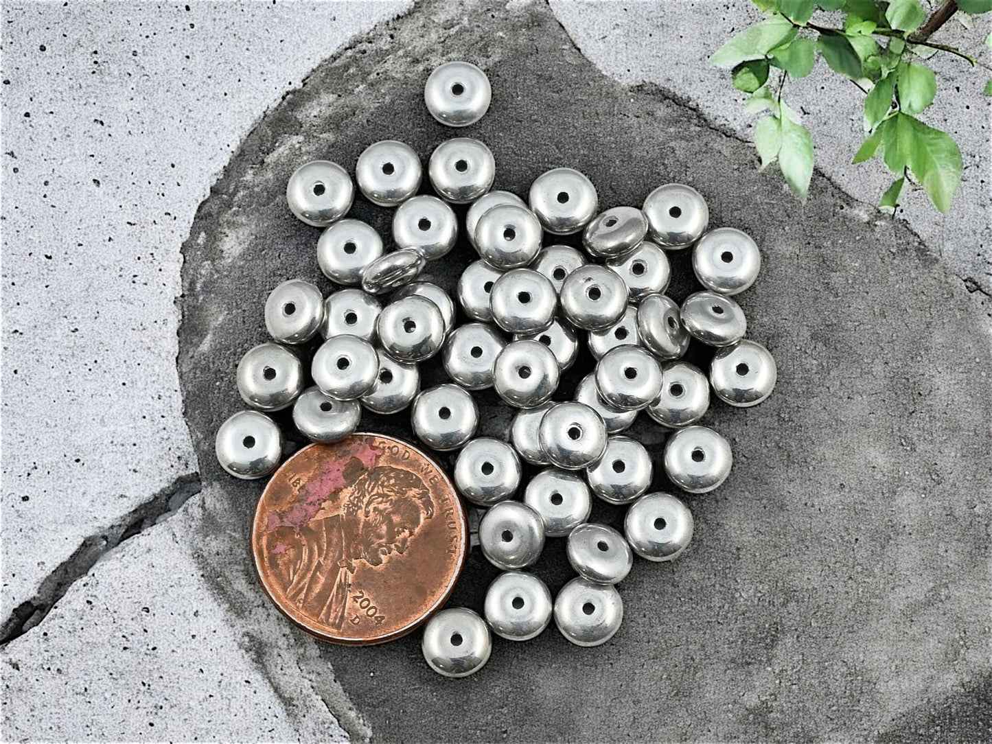Rondelle Spacer - Czech Glass Beads - Silver Spacer Bead - Silver Spacers - Rondelle Beads - 6x2mm - 50pcs - (3652)