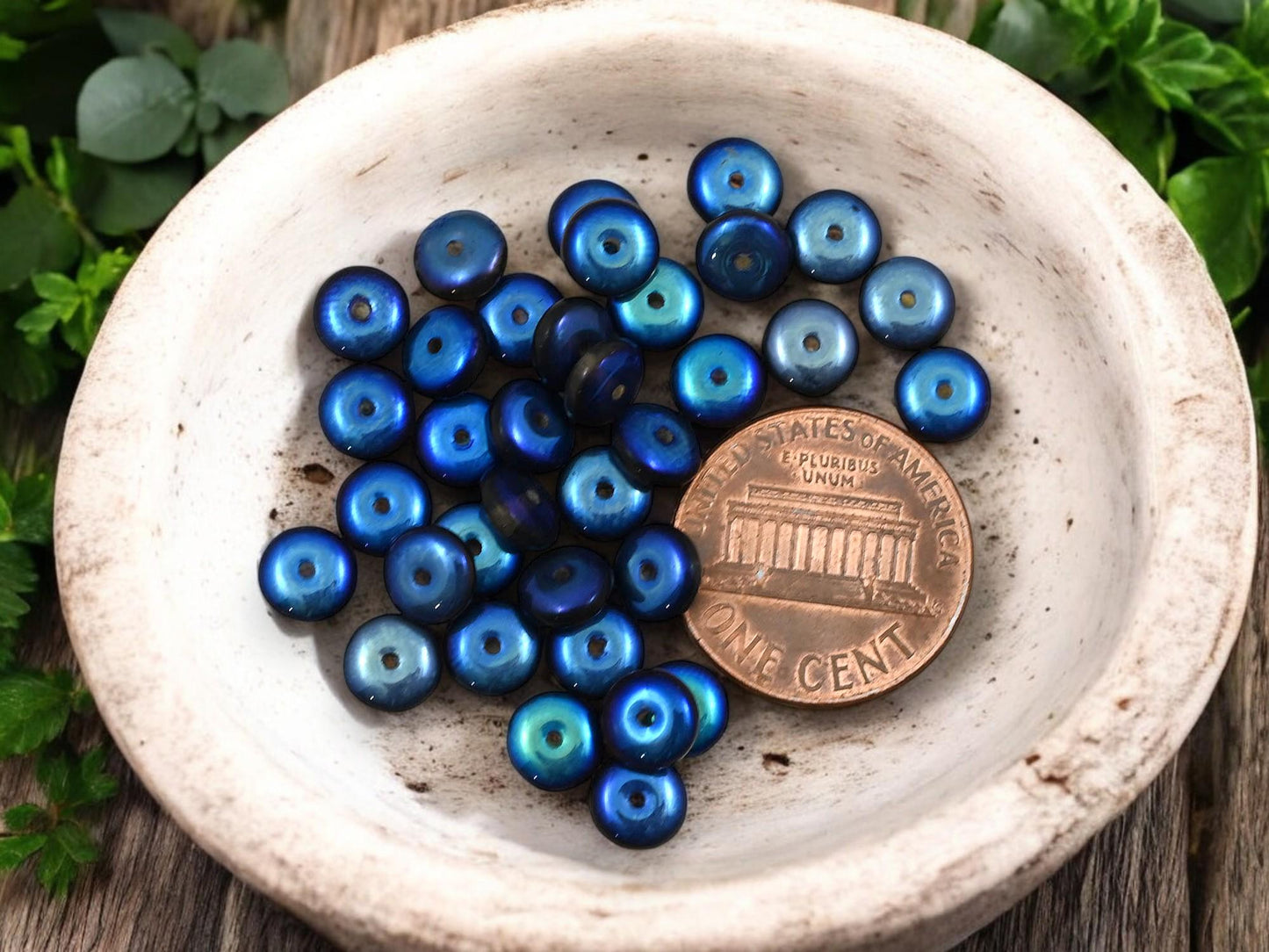 Rondelle Spacer - Czech Glass Beads - Glass Spacer Bead - Rondelle Beads - Picasso Beads - 6x2mm - 50pcs - (1138)