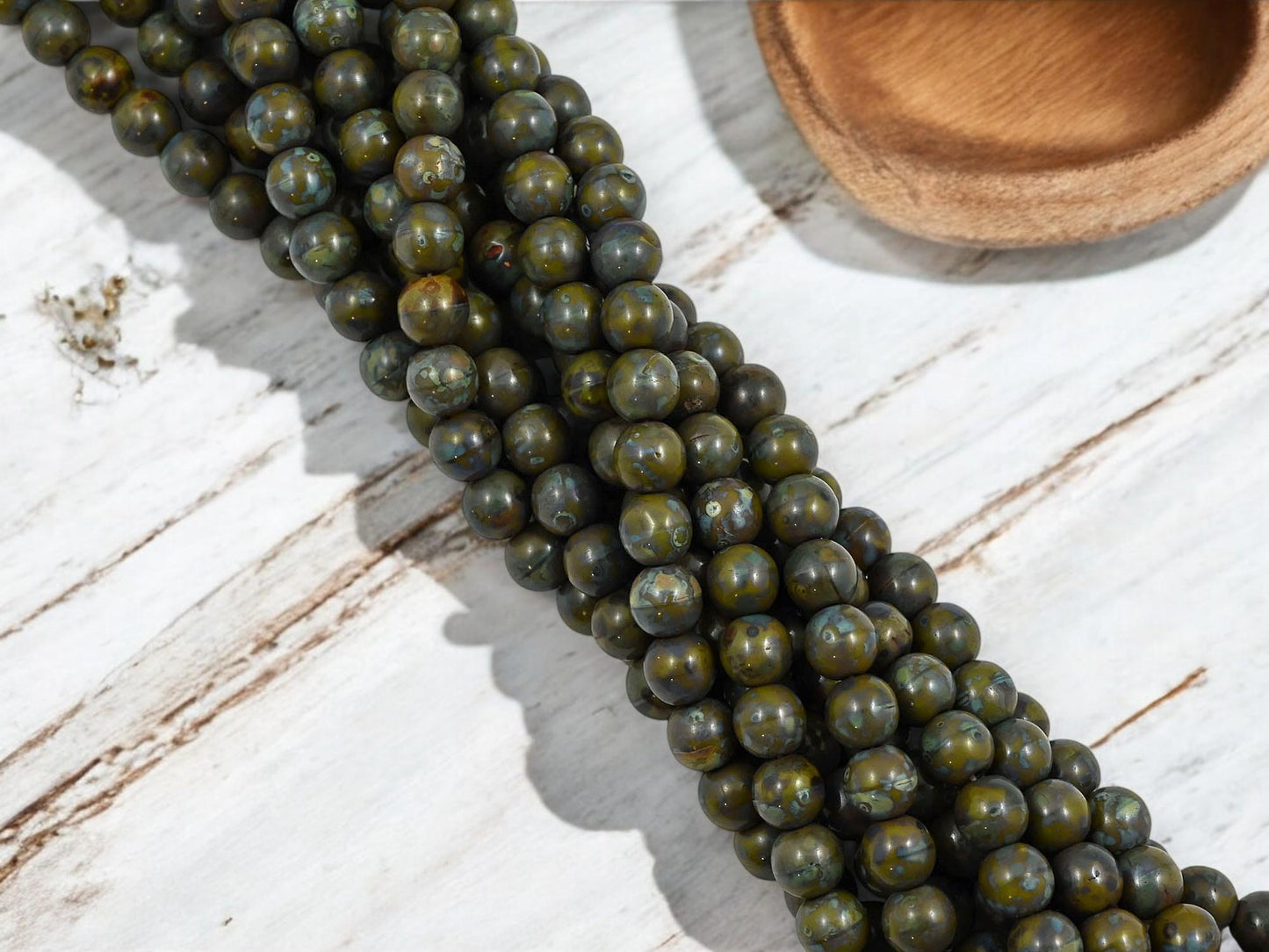 Picasso Beads - 6mm Beads - Czech Glass Beads - Round Beads - Druk Beads - 50pcs - (1595)