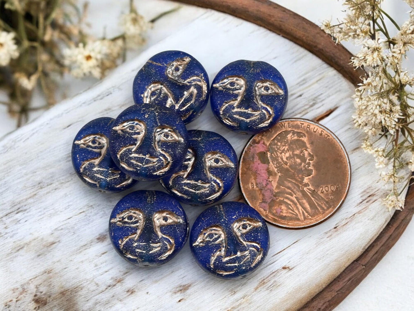 Czech Glass Beads - Moon Face Beads - Celestial Beads - Moon Beads - 15pcs - 13mm - (5157)