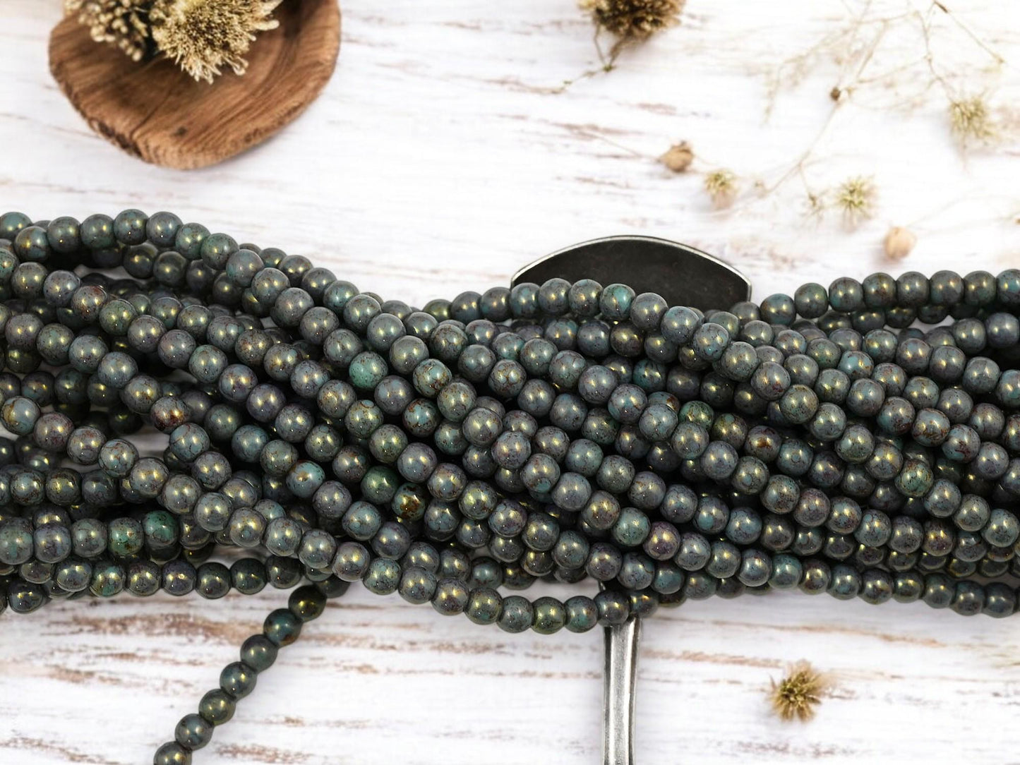 4mm Beads - Czech Glass Beads - Picasso Beads - Round Beads - Druk Beads - 100pcs - (2696)
