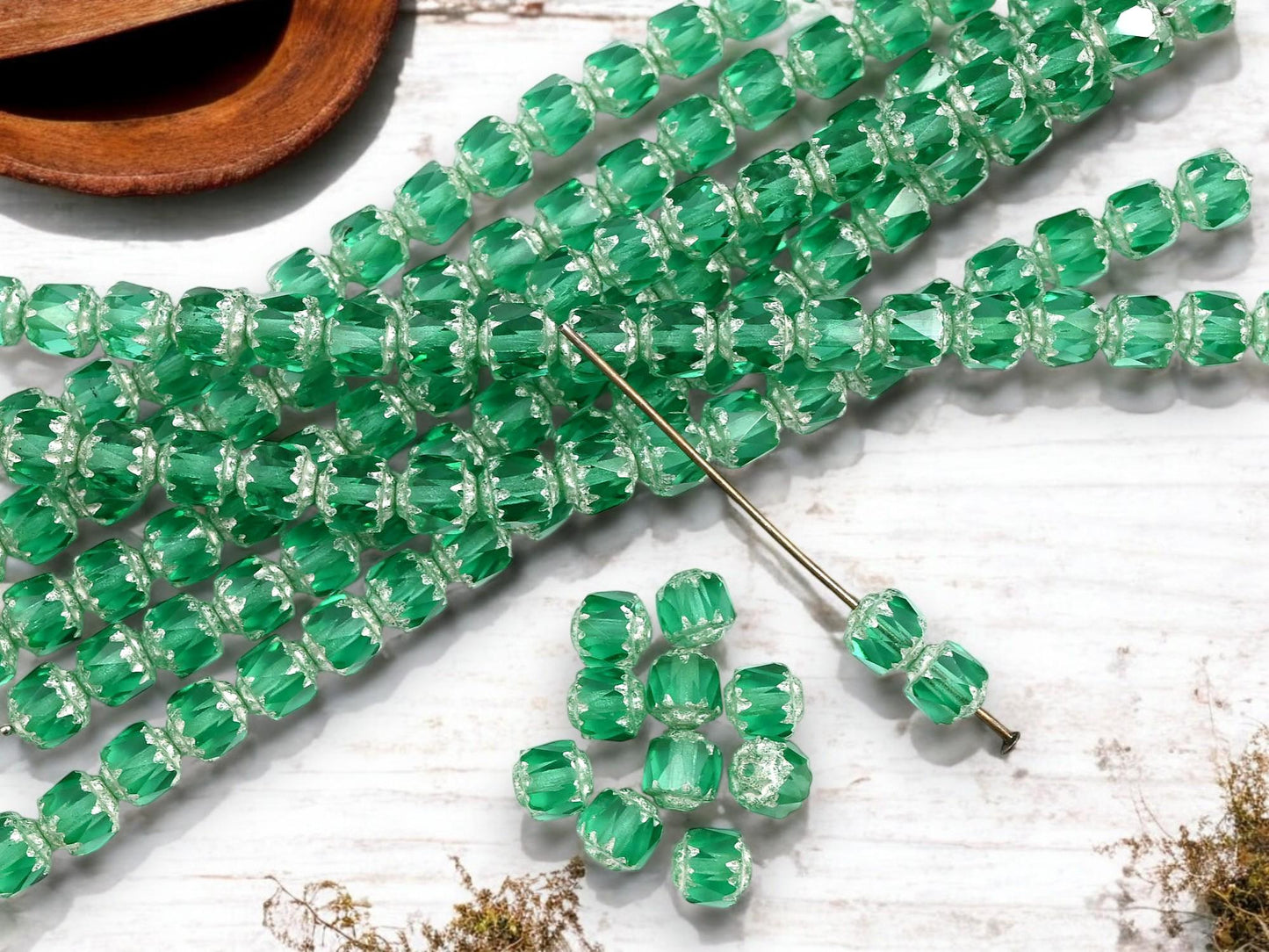 Cathedral Beads - Czech Glass Beads -New Czech Beads - Picasso Beads - 20pcs - 6mm - (1361)