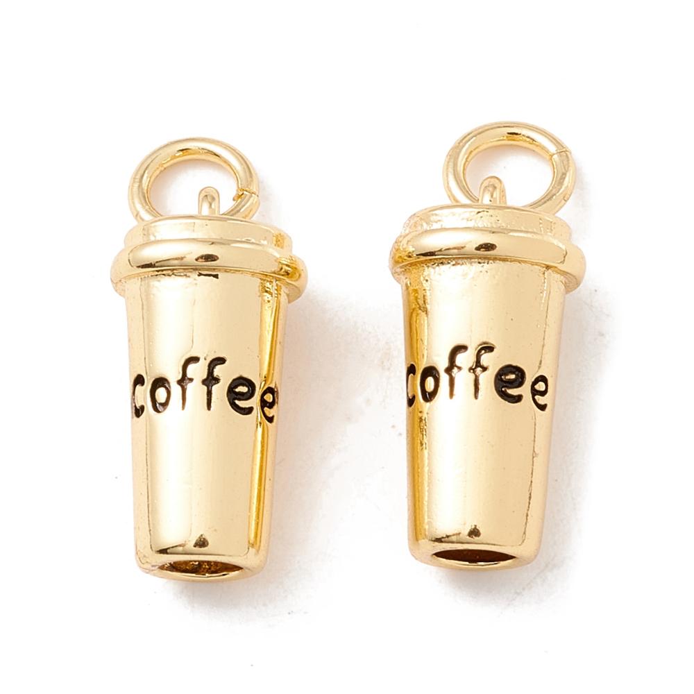 Metal Charms - Gold Charms - Coffee Charms - Coffee Lover Gift - 5pc - 15x8mm - 5pc - (3464)