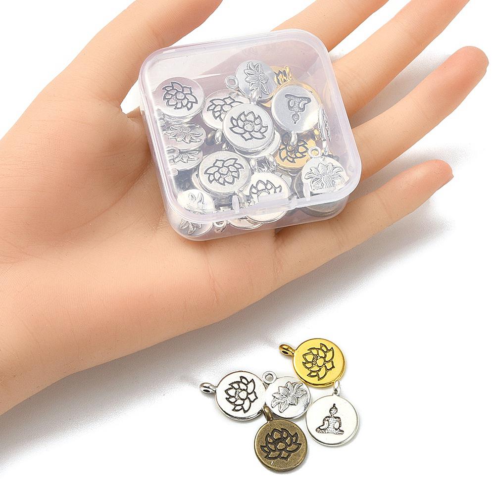 Lotus Flower Charm - Metal Charms - Bronze Charms - Yoga Charms - Floral Charms - 30pcs - (5208)