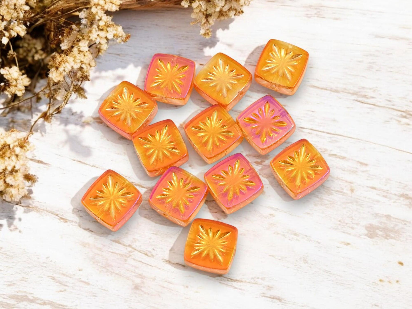 Chinese Glass Beads - Electroplated Beads - Square Beads - 11mm - 20pc - (6107)