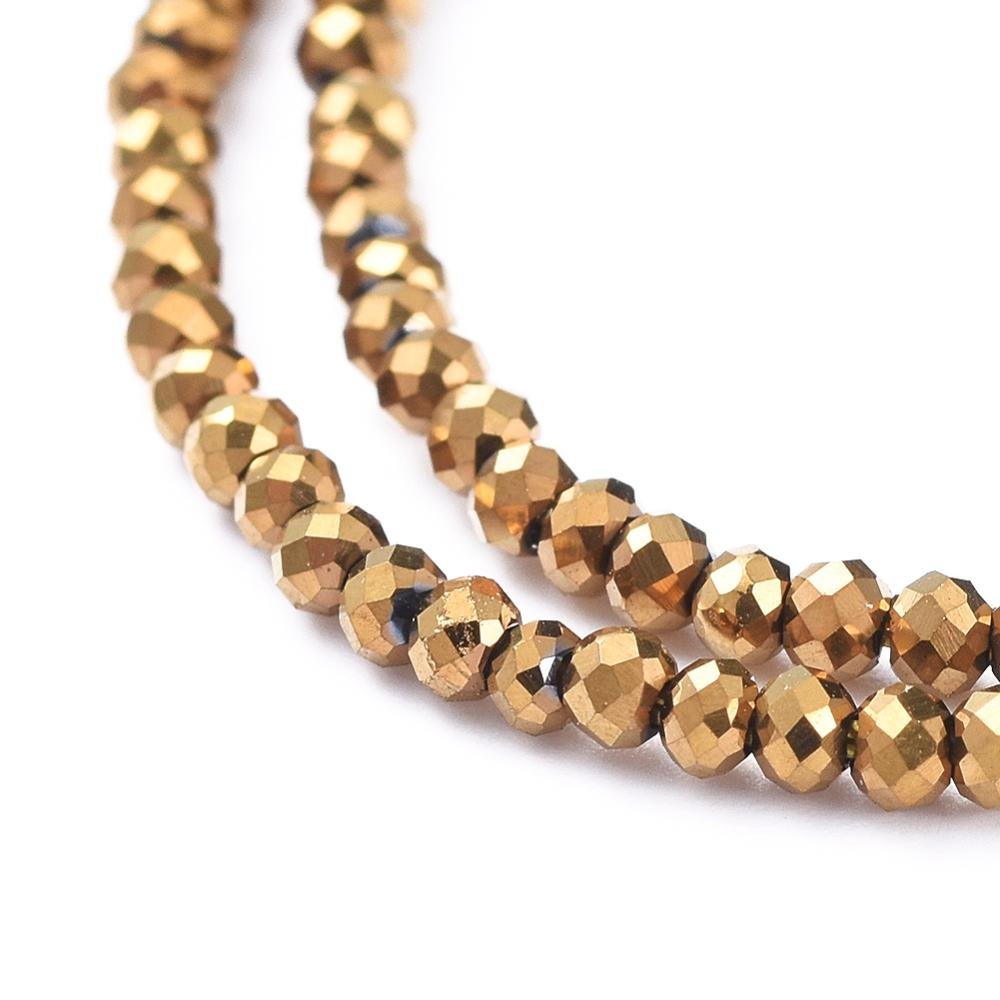 Gold Spacers - Spacer Beads - Chinese Glass Beads - Electroplated Beads - Micro Spacers - 2mm - 14" Strand - (3549)