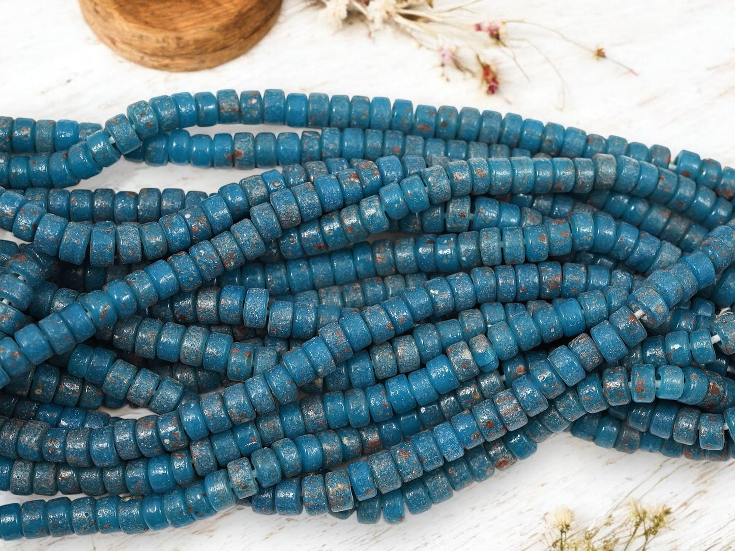 Heishi Beads - Indonesian Beads - Recycled Glass Beads - Eco-Friendly Beads - 7x4mm - 20" Strand - (5066)