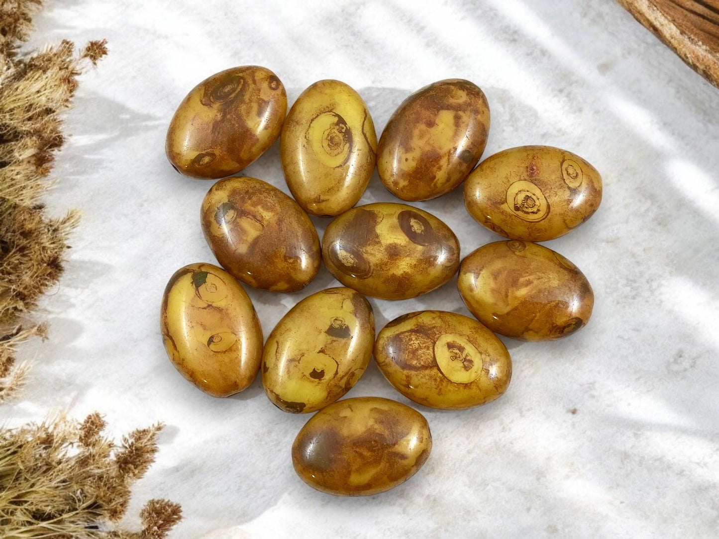 Picasso Beads - Czech Glass Beads - Old Stock Beads - Travertine Beads - 16x12mm - 11pcs - (2881)