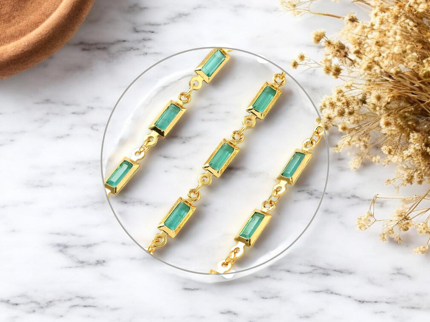 Beaded Chain - Necklace Chain - Glass Chain - Gold Chain - Sold by the foot - Choose Your Color