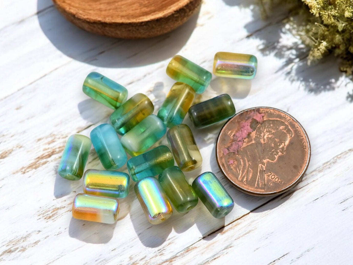 Czech Glass Beads - Tube Beads - Blended Glass Beads - 9x5mm - 16pcs - (5724)