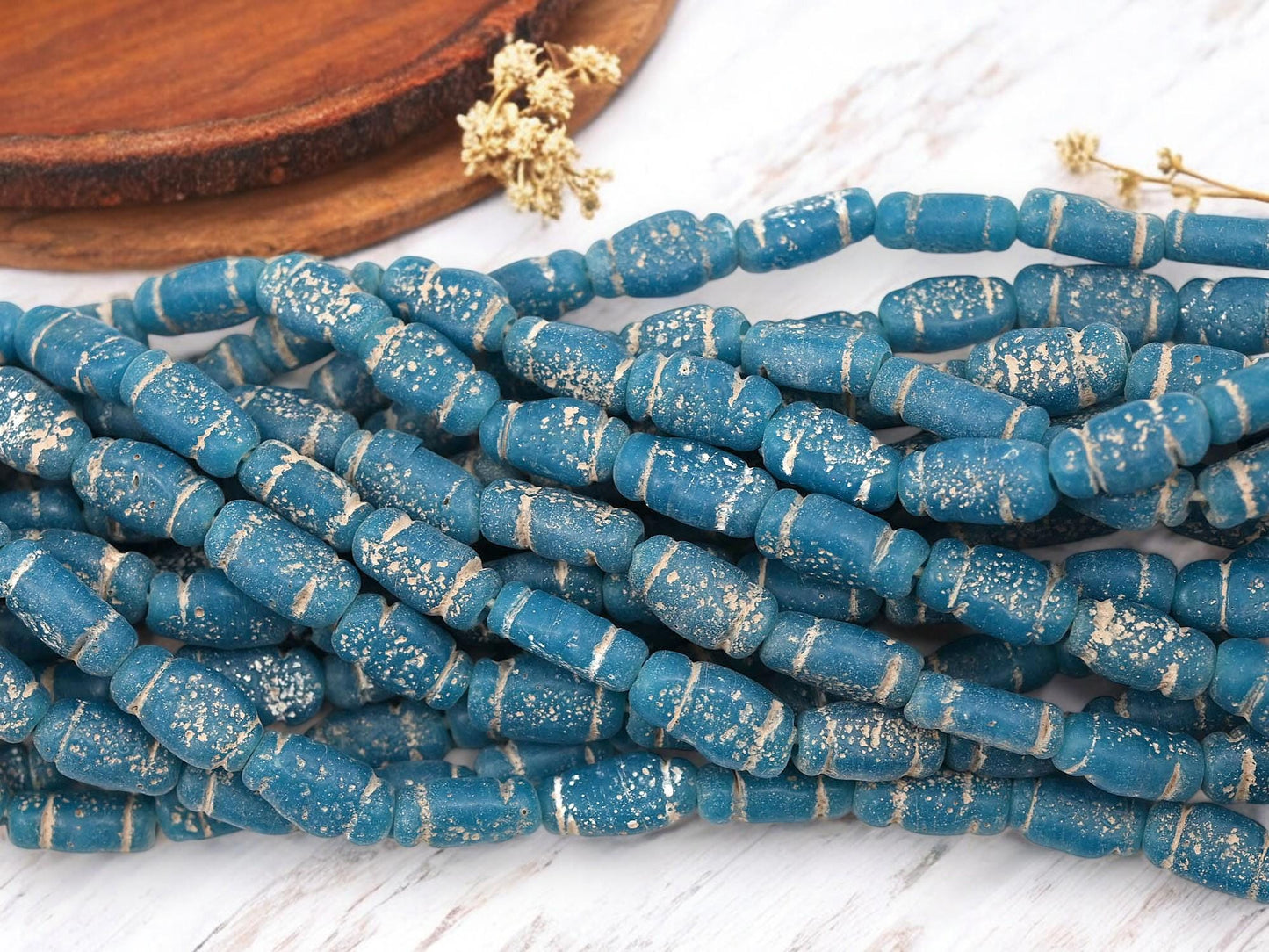 Java Glass Beads - Recycled Glass Beads - Indonesian Glass Beads - Approx 14x8mm - 18" Strand - (B333)