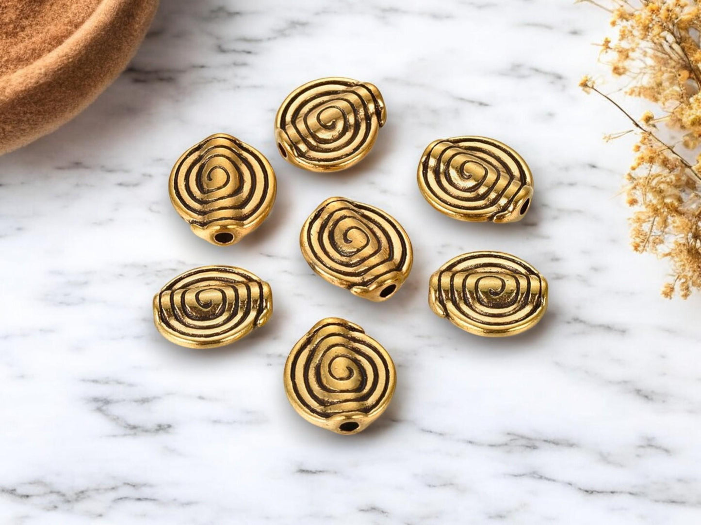 *50* 11mm Antique Gold Circle Of Life Beads