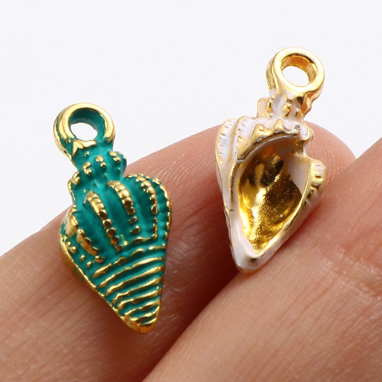 Metal Charms - Shell Charms - Gold Charms - Enamel Charms - 20pcs - 19x8mm - Choose Your Color