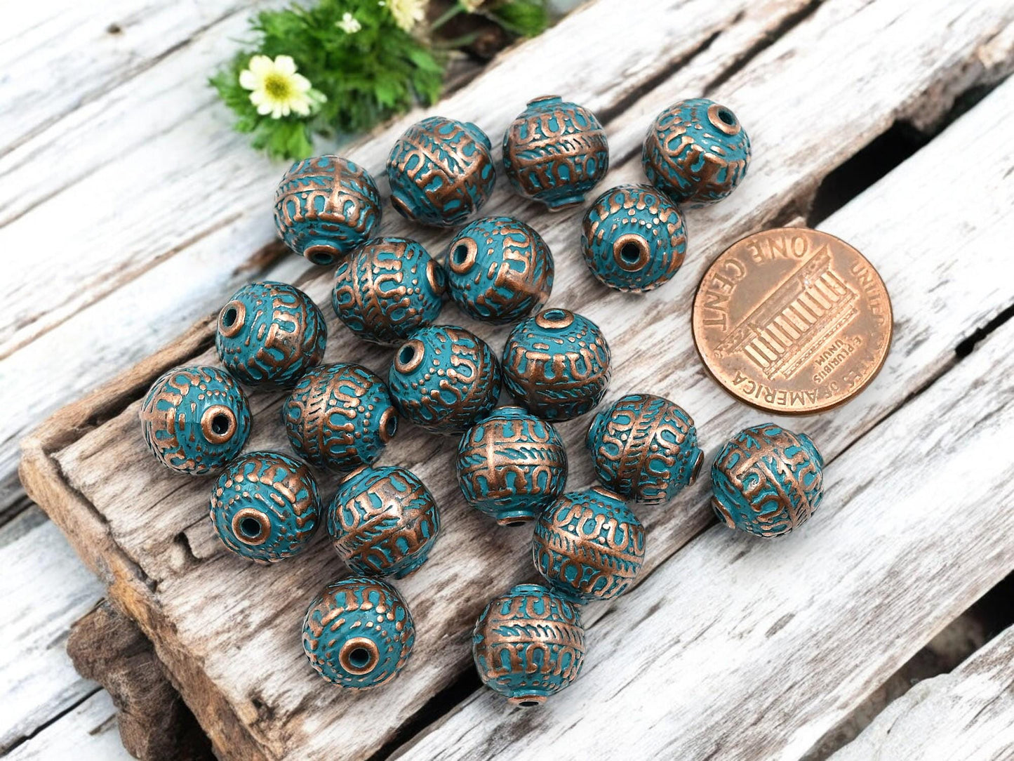 Metal Beads - Patina Beads - Copper Beads - Spacer Beads - Metal Spacers - 11x10mm - 20pcs - (B854)