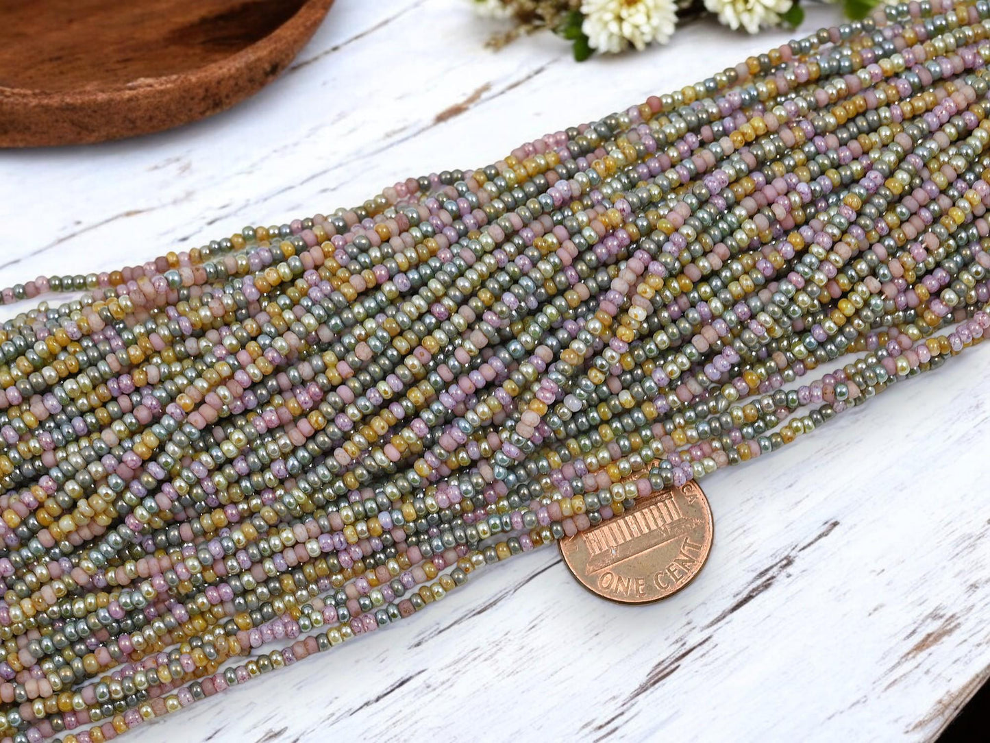 Picasso Seed Beads - Aged Picasso Beads - Czech Glass Beads - Size 10 Seed Beads - 10/0 - 22" Strand - (B703)