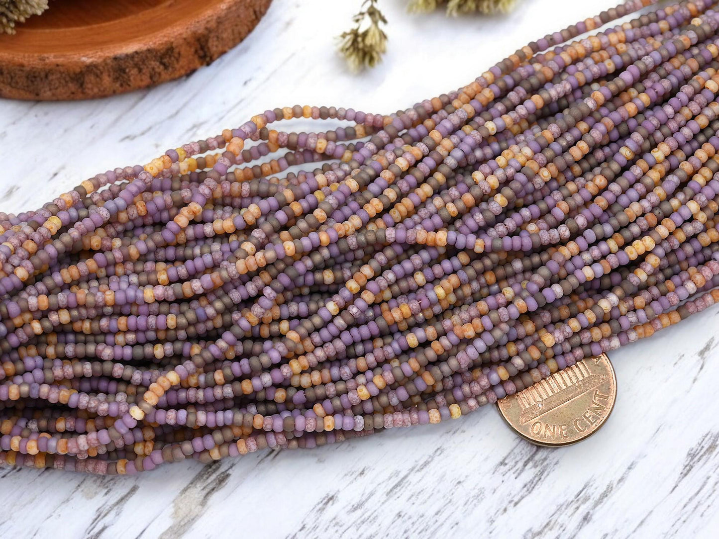 Picasso Seed Beads - Aged Picasso Beads - Czech Glass Beads - Size 10 Seed Beads - 10/0 - 21" Strand - (B597)