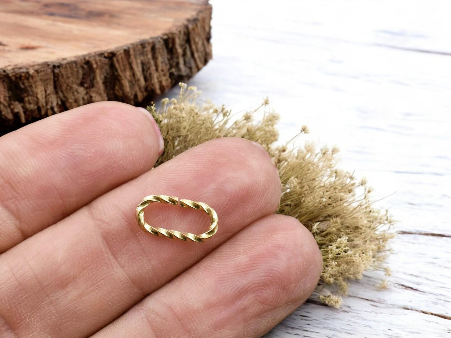 *50* 12x6mm 18k Gold Plated Twisted Open Oval Jump Rings