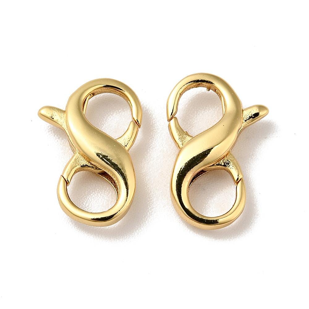 Gold Lobster Clasp - Double Lobster Clasp - Lobster Claw - Metal Clasps - 18k Gold Clasps - 5pcs - 13x9mm - (2926)