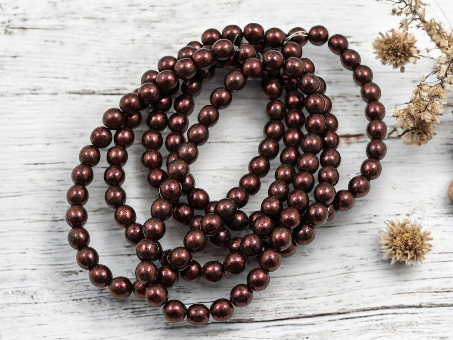 Picasso Beads - 6mm Beads - Czech Glass Beads - Round Beads - Druk Beads - 30pcs - (3186)