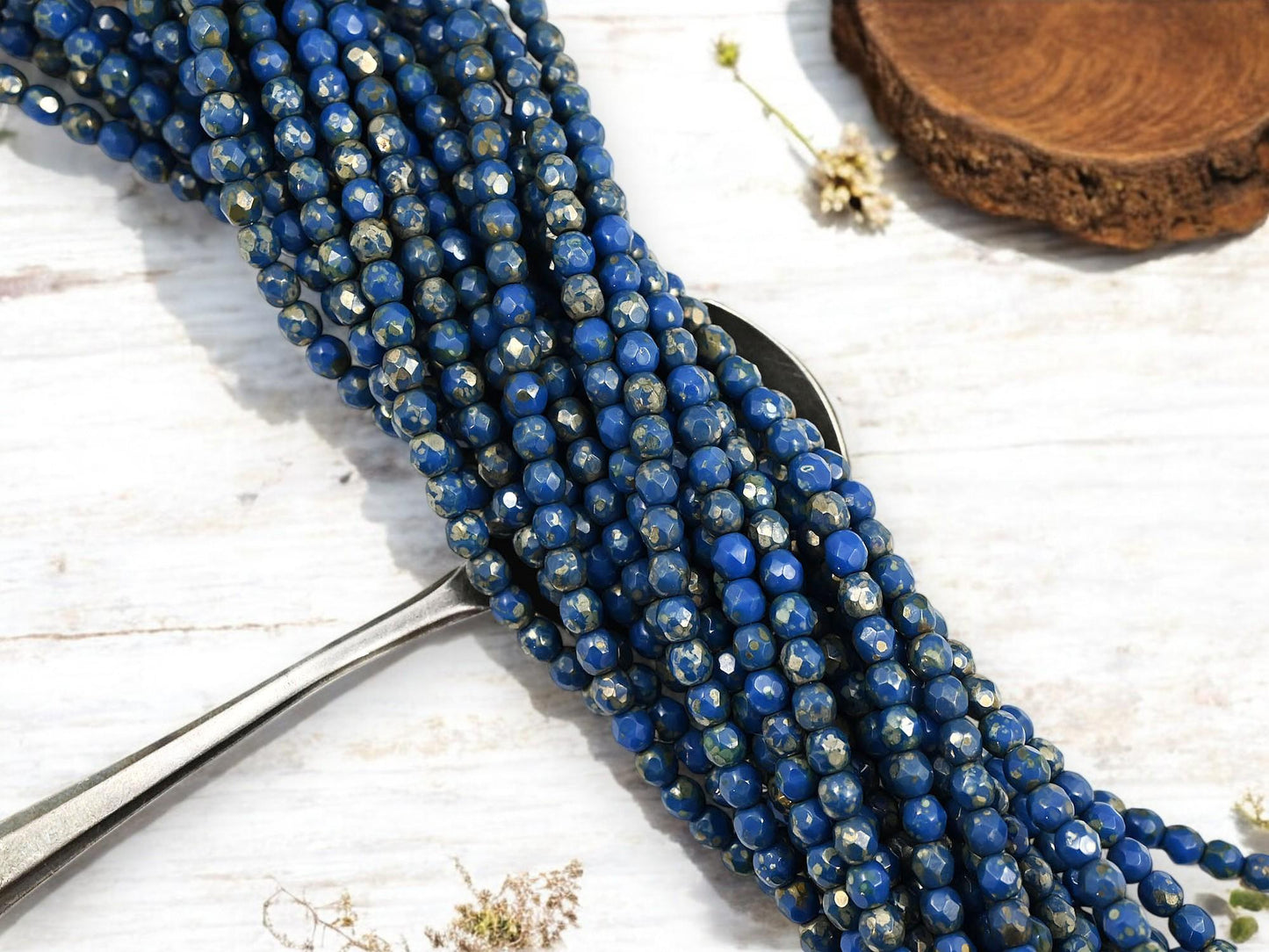Picasso Beads - Czech Glass Beads - 4mm Beads - Fire Polished Beads - Round Beads - 50pcs - 4mm - (4498)
