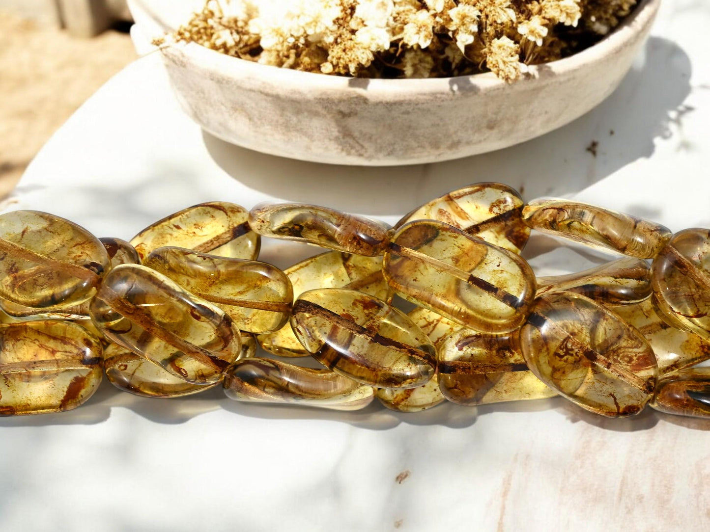 Picasso Beads - Czech Glass Beads - Old Stock - Crystal Picasso - 22x13mm - 9pcs - (A148)