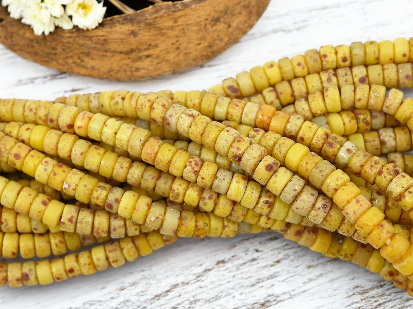 Heishi Beads - Eco-Friendly Beads - Indonesian Beads - Recycled Glass Beads - 7x4mm - 20" Strand - (136)