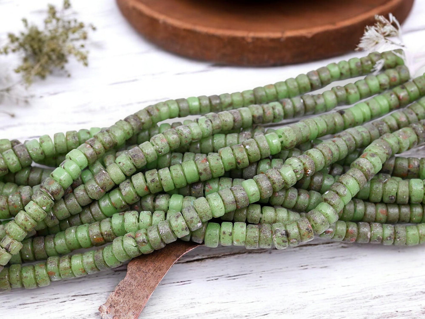 Recycled Glass Beads - Heishi Beads - Indonesian Glass Beads - Eco-Friendly Beads - 7x4mm - 20" Strand - (6141)
