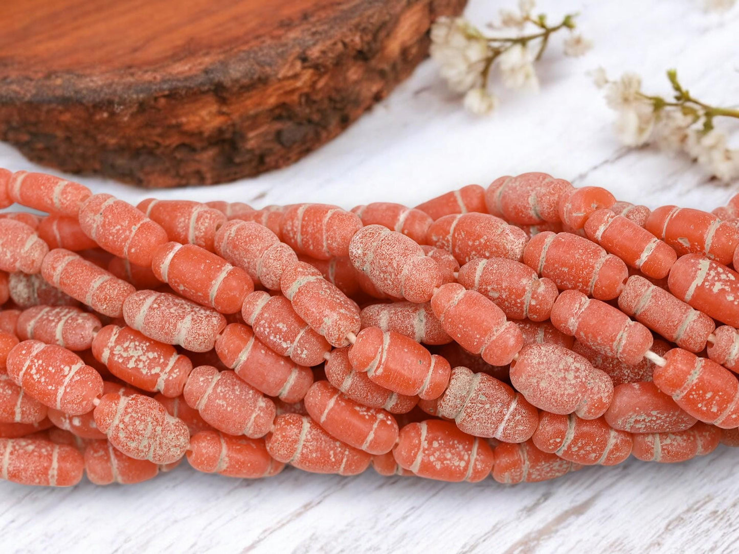 Indonesian Glass Beads - Java Glass Beads - Recycled Glass Beads - Approx 14x8mm - 18" Strand - (B344)