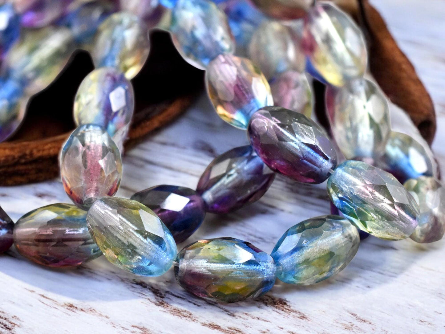 *12* 12x8mm Jonquil Sapphire Amethyst Faceted Fire Polished Oval Beads