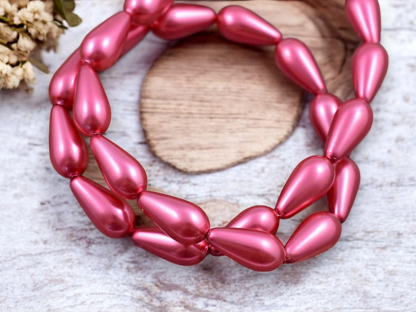 15x8mm Celestial Crystal Pink Pearl Teardrop Beads (16" Strand)