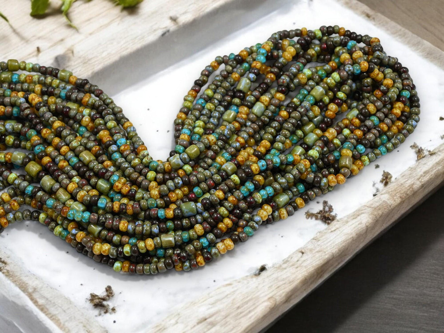 Picasso Seed Beads - Aged Picasso Beads - Czech Glass Beads - Size 6 Seed Beads - 6/0 - 20" Strand - (5993)