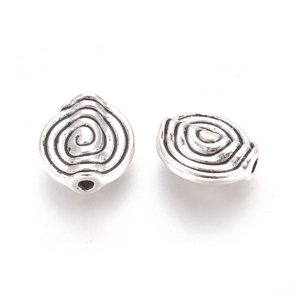 *50* 11mm Antique Silver Circle Of Life Coin Beads