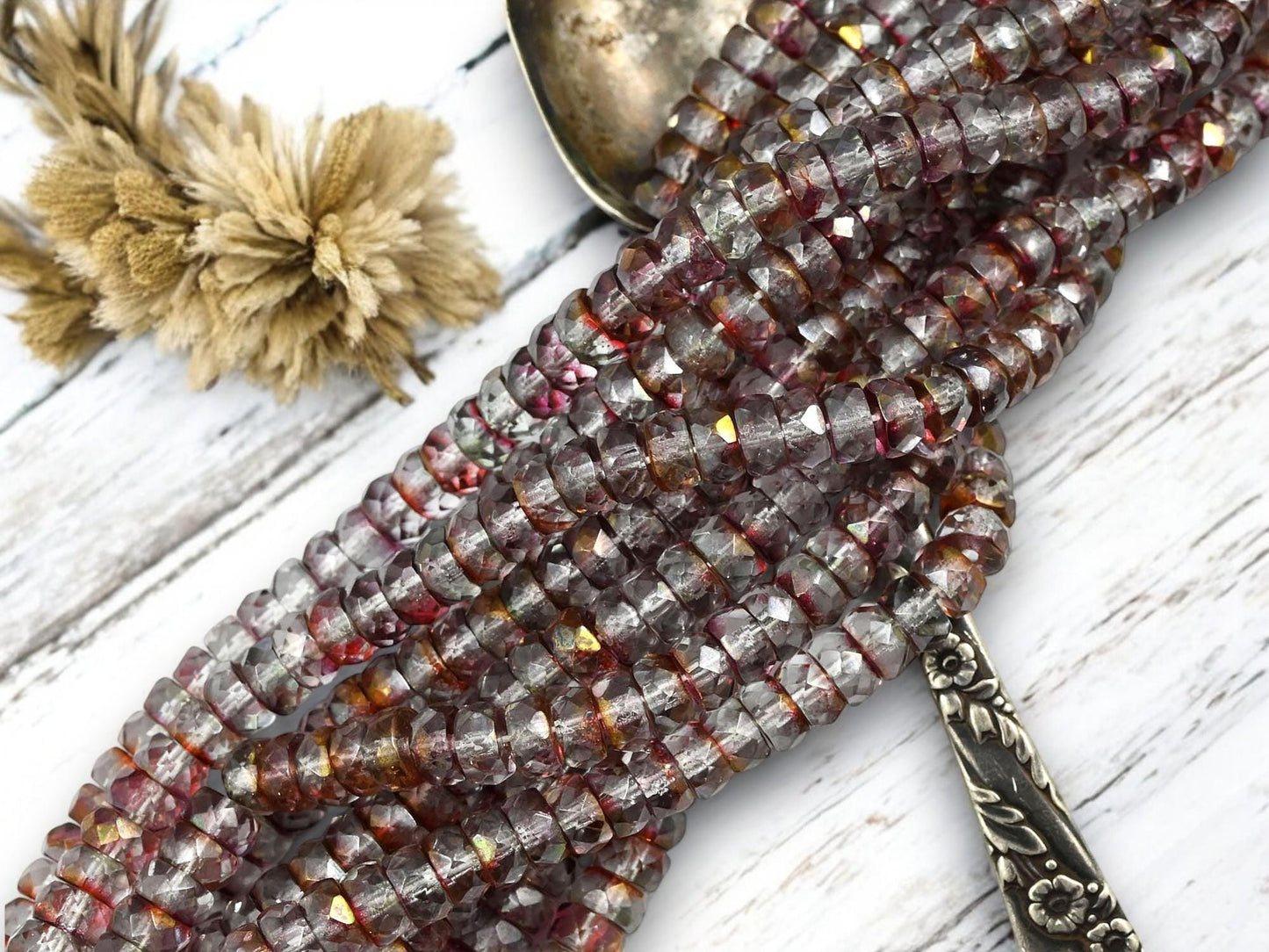Heishi Beads - Czech Glass Beads - Fire Polished Beads - Rondelle Beads - 4x6mm - 50pcs - (A293)
