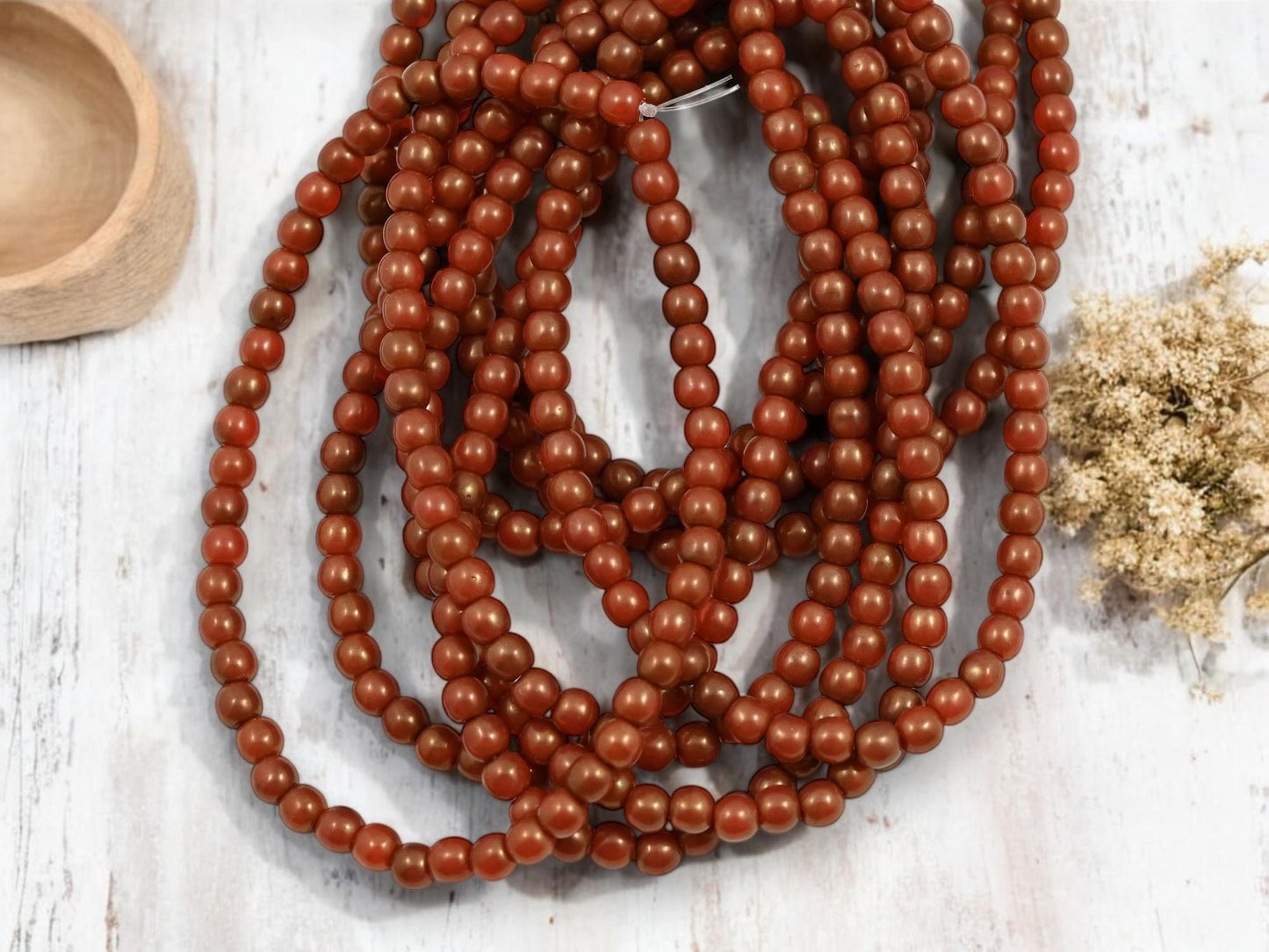 4mm Beads - Czech Glass Beads - Round Beads - Druk Beads - Picasso Beads - 50pcs - (3195)